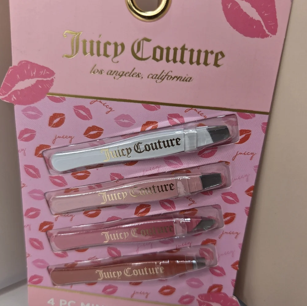 💕▪️Juicy Couture▪️ Pink and White Set Of 4 Mini Tweezers